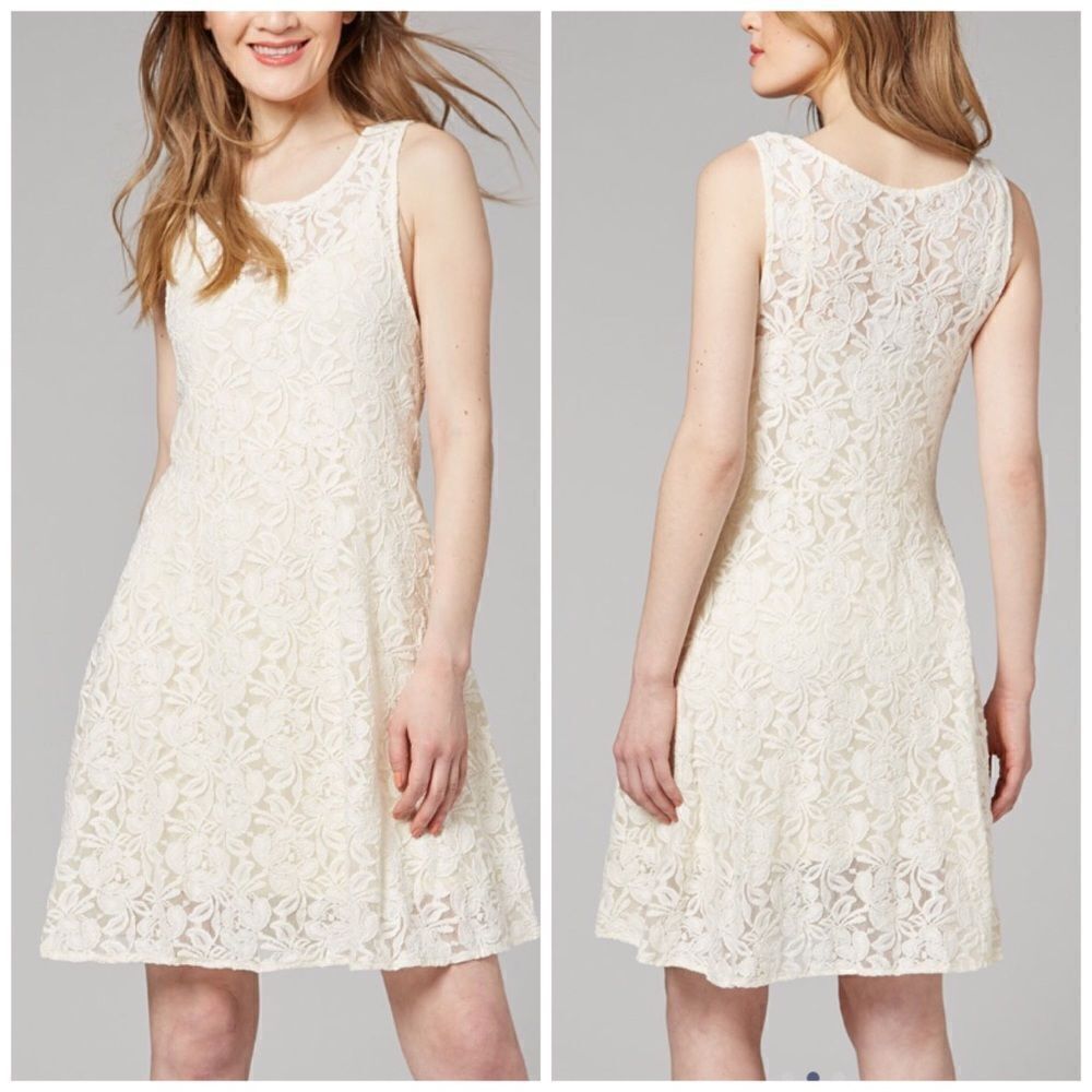 Free People Miles of Lace Dress Sleeveless Ivory L